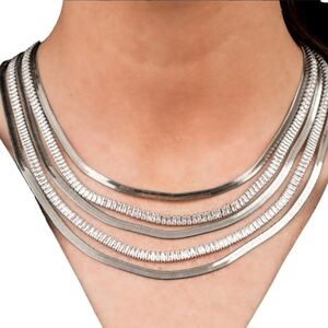 Paparazzi Persuasive Zi Silver Rhinestone  and  silver Necklace with Earrings